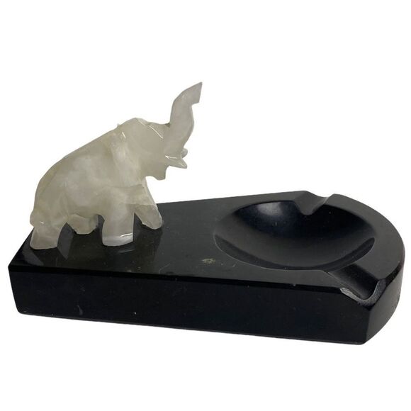 Regency Marble with white onyx Elephant Ashtray - Picture 1 of 7